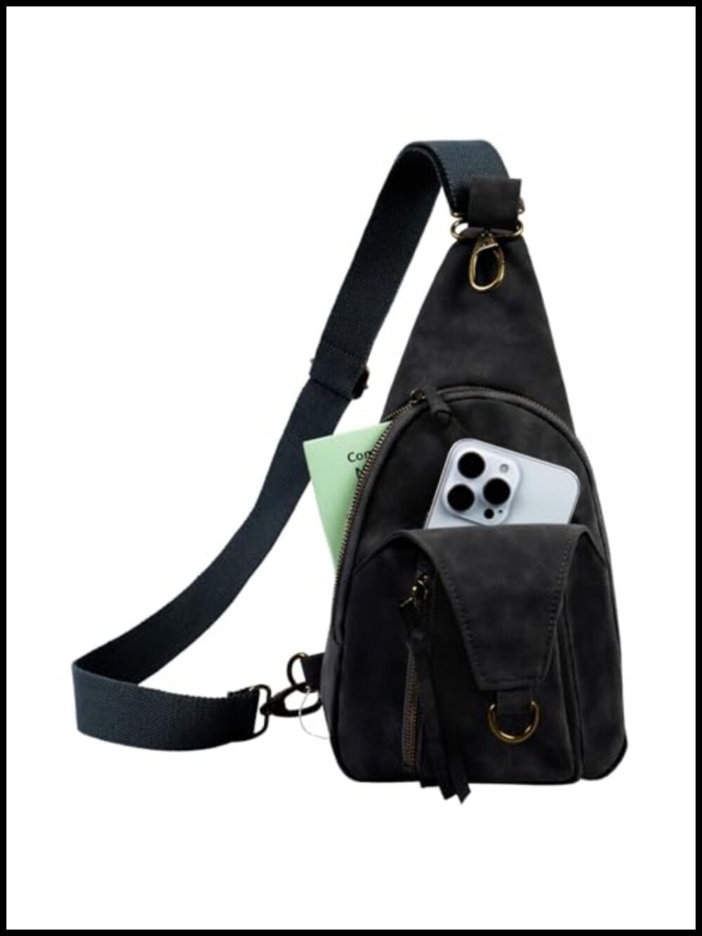 Faux Leather Crossbody Sling Bag Small Lightweight Travel Chest Backpack